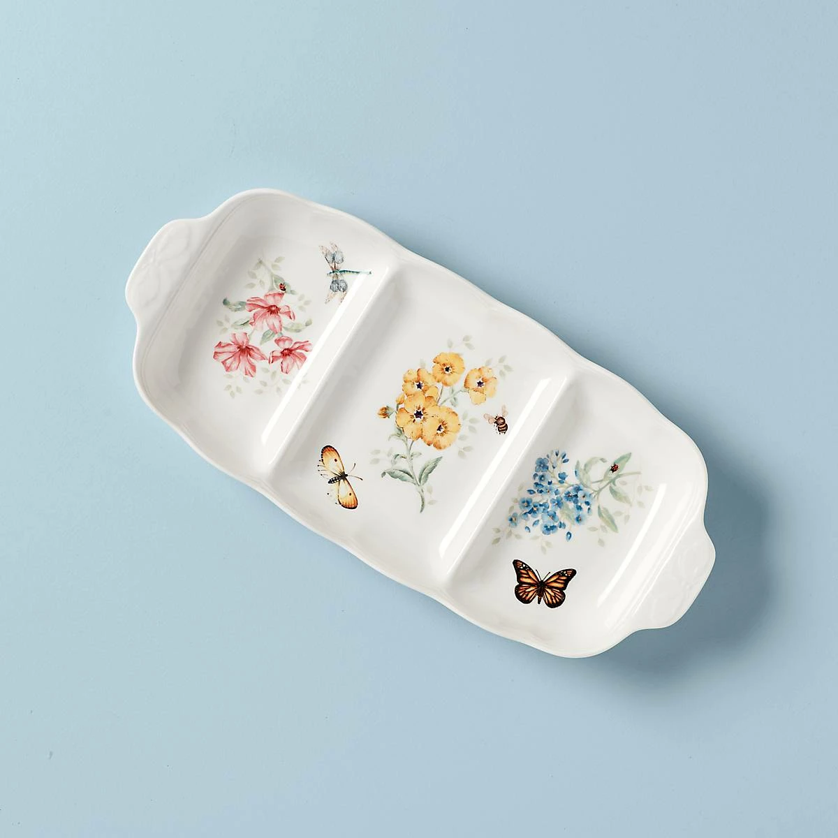 Wholesale ❤️ Lenox Butterfly Meadow® 16" Divided Serving Dish 🥰 3 Wholesale ❤️ Lenox Butterfly Meadow® 16" Divided Serving Dish 🥰