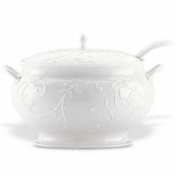 Brand new 😀 Lenox Opal Innocence Carved 3pc Soup Tureen Set 😀