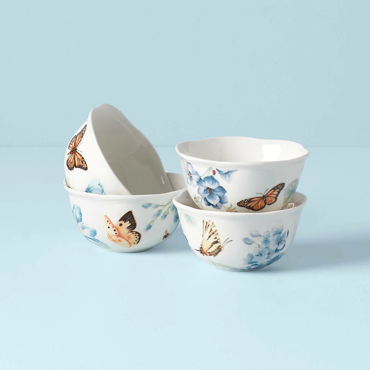 Hot Sale 👏 Lenox Butterfly Meadow Blue 4-Piece Dessert Bowl Set 🔔 3 Hot Sale 👏 Lenox Butterfly Meadow Blue 4-Piece Dessert Bowl Set 🔔