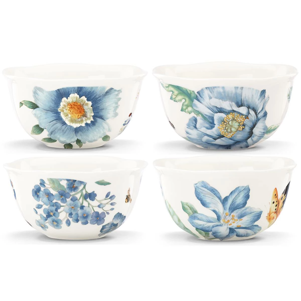 Hot Sale 👏 Lenox Butterfly Meadow Blue 4-Piece Dessert Bowl Set 🔔 4 Hot Sale 👏 Lenox Butterfly Meadow Blue 4-Piece Dessert Bowl Set 🔔 - Image 2