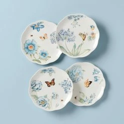 Flash Sale 🔥 Lenox Butterfly Meadow Blue 4-Piece Dessert Plate Set 🛒
