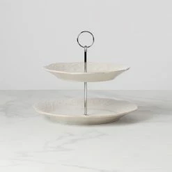 Buy 🤩 Lenox French Perle White™ 2-tiered Server 😉