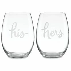 Hot Sale 🧨 Kate Spade Two Of A Kind "His" and "Hers" 2pc Stemless Wine 🎁