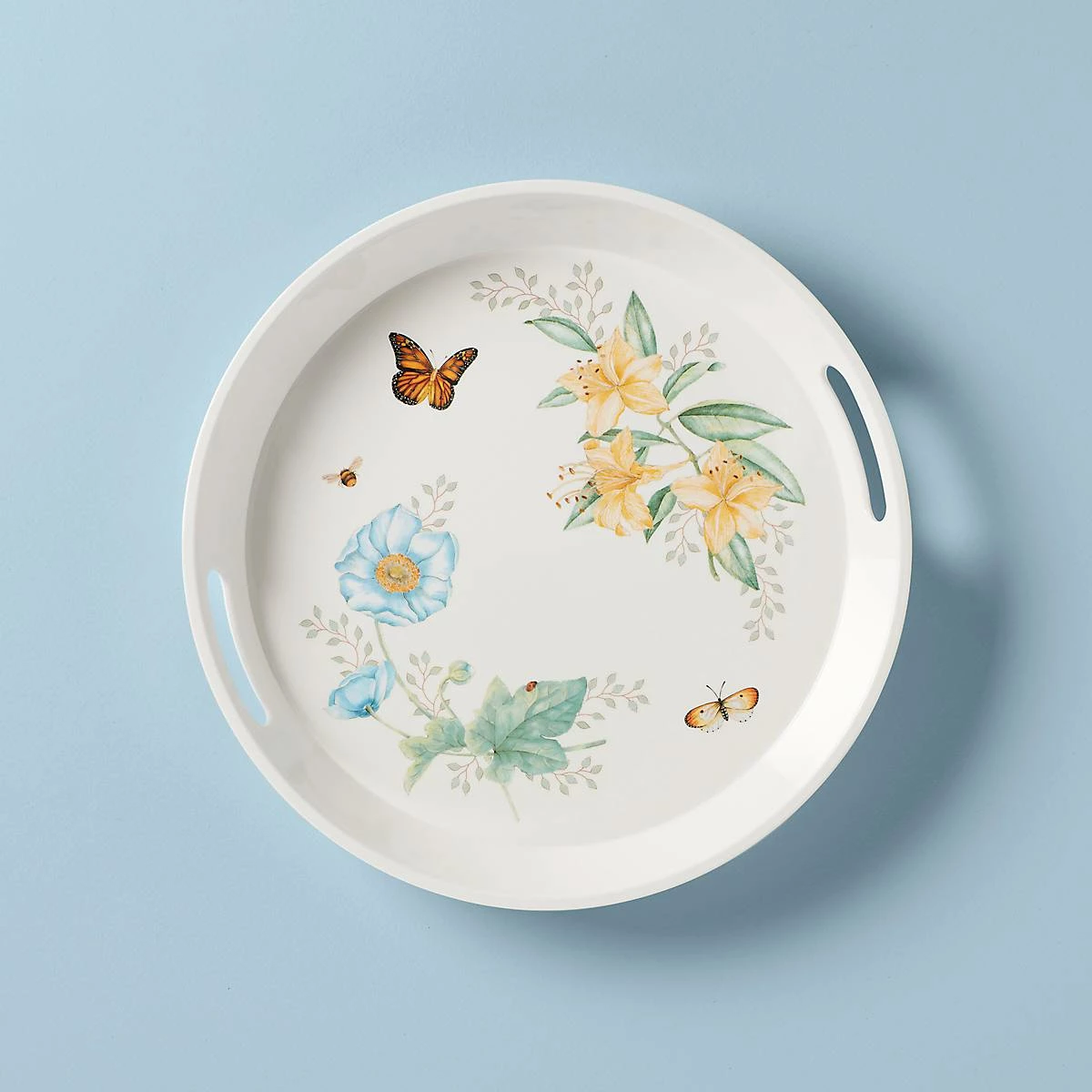 New 🤩 Lenox Butterfly Meadow Melamine® Round Tray 💯 3 New 🤩 Lenox Butterfly Meadow Melamine® Round Tray 💯