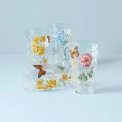 New 🤩 Lenox Butterfly Meadow Acrylic 4-Piece Highball Glass Se 😍