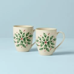Best Pirce 🛒 Lenox Hosting the Holidays™ 2-Piece Holly Mug Set 🎉