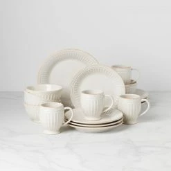 Best Pirce 😍 Lenox French Perle Groove 16-Piece Dinnerware Set 😍