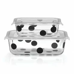 Hot Sale 😍 Kate Spade Deco Dot 2pc Rectangular Food Storage Set 🤩