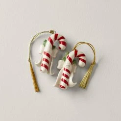 Best deal 🥰 Lenox Forever Friends 🍬 Candy Cane 2-Piece Ornament Set ⭐ -lenox Sales Store 876599 w11