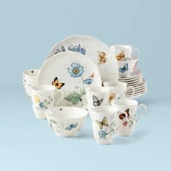 New 🔥 Lenox Butterfly Meadow Monarch 24-Piece Dinnerware Set 😀
