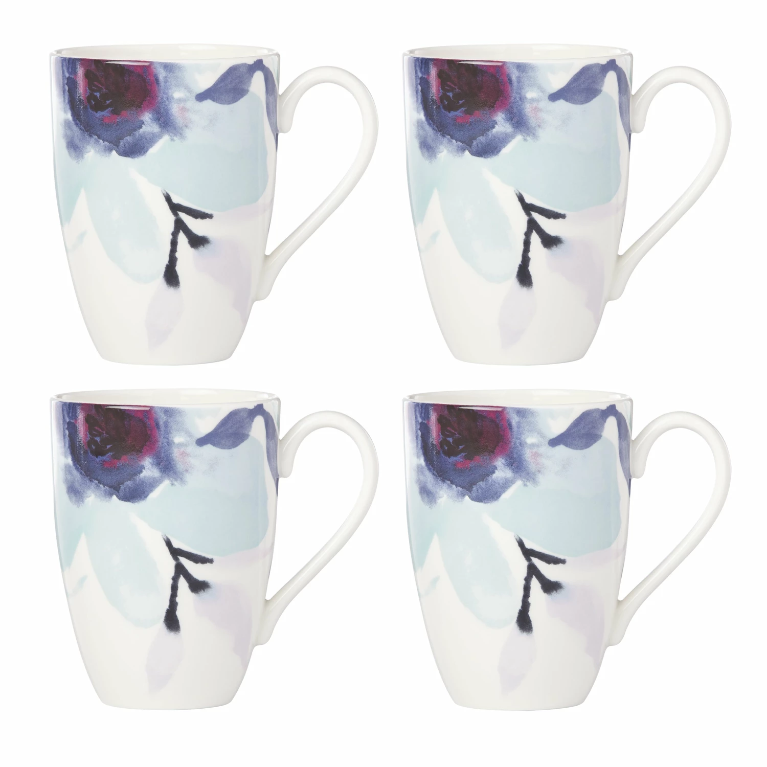 Cheap 💯 Lenox Indigo Watercolor Floral™ 4-piece Mug Set ❤️ 3 Cheap 💯 Lenox Indigo Watercolor Floral™ 4-piece Mug Set ❤️