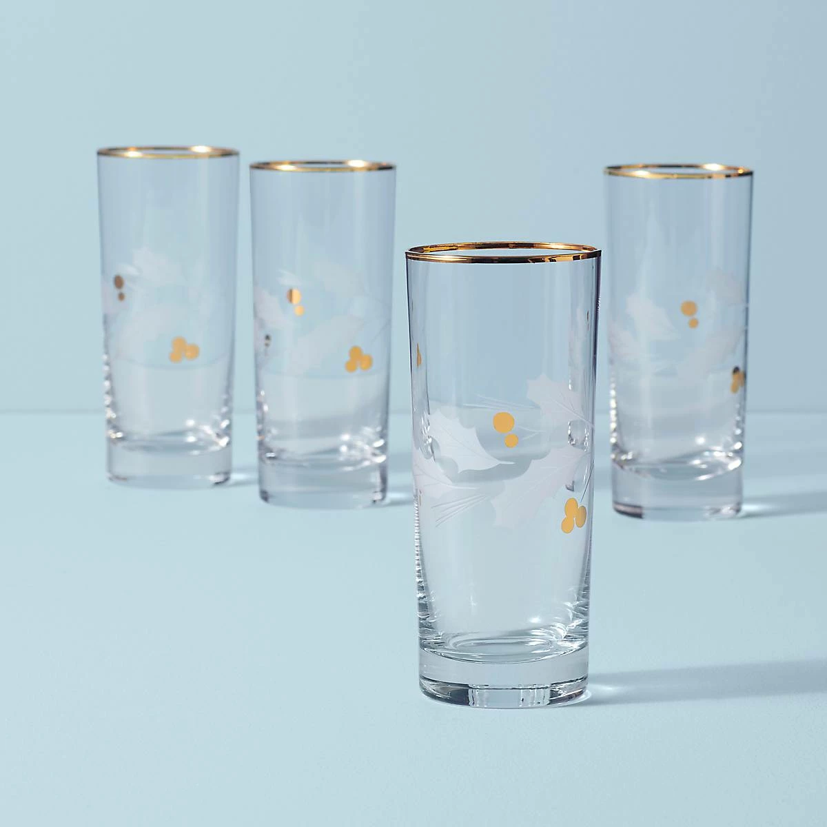 Promo 💯 Lenox Holiday™ Gold 4-piece Highball Glass Set 🥰 3 Promo 💯 Lenox Holiday™ Gold 4-piece Highball Glass Set 🥰