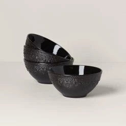 Deals 👏 Lenox Chelse Muse Fleur Matte Black 4-Piece Bowl Set 🤩