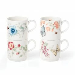 Wholesale 🧨 Lenox Butterfly Meadow 4-Piece Stacking Mug Set 🥰