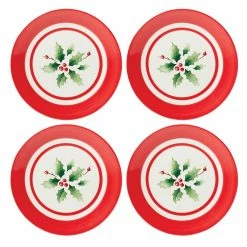 Cheapest 🤩 Lenox Holiday Handpaint Stripe 4-Piece Dessert Plate Set 💯 -lenox Sales Store 890771 wHR