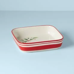 Brand new 🥰 Lenox Holiday Handpaint Stripe Square Dish 🔥