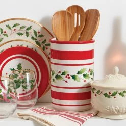 Deals 👏 Lenox Holiday Handpaint Stripe Utensil Crock Set 😉 -lenox Sales Store 890775 w11