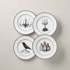 Brand new 🎉 Lenox Vintage 🦇 Halloween 4-Piece Dessert Plate Set 🔔