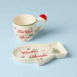 New 🌟 Lenox Hosting The Holidays Cookies For Santa 2-Piece Set 🔥