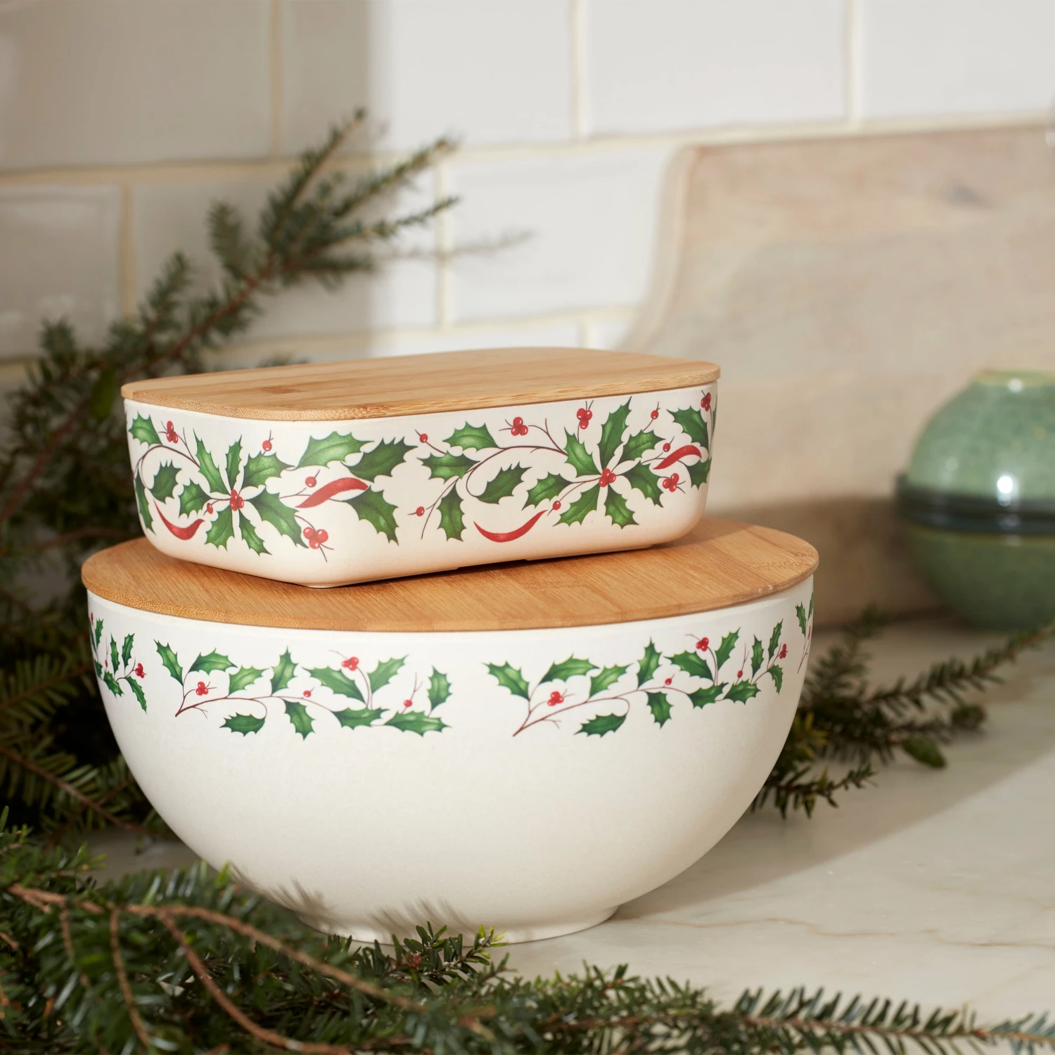 Discount π€© Lenox Holiday Bamboo Serving Bowl With Lid β¨ 4 Discount π€© Lenox Holiday Bamboo Serving Bowl With Lid β¨ - Image 2