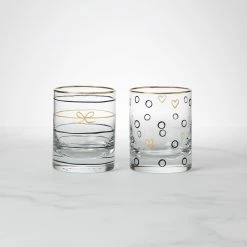 Coupon 🌟 Kate Spade Doodle Away 2-Piece Double Old Fashioned Glass Set ✔️