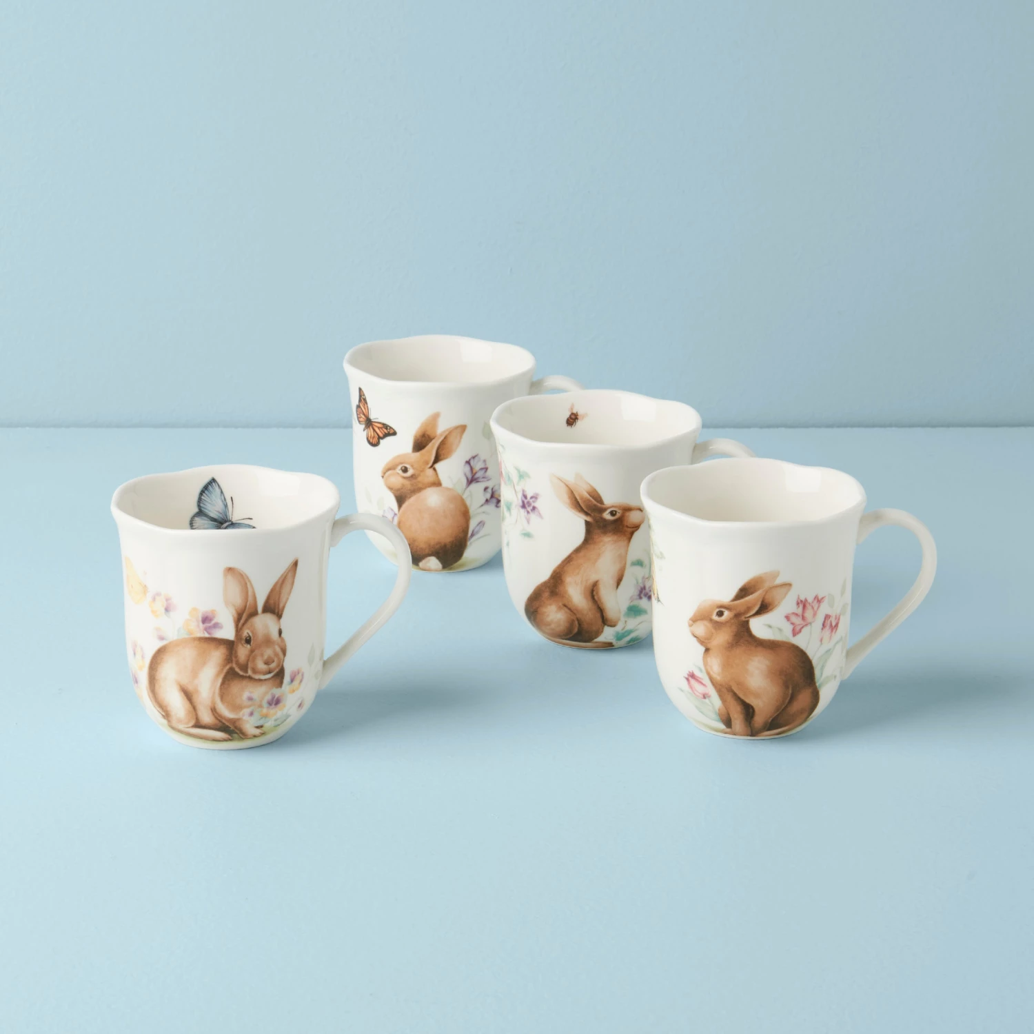 Hot Sale ✨ Lenox Butterfly Meadow Bunny 4pc Mugs ✨ 3 Hot Sale ✨ Lenox Butterfly Meadow Bunny 4pc Mugs ✨