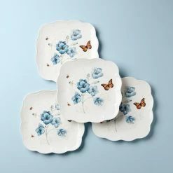 Promo 😉 Lenox Butterfly Meadow Square 4pc Dinner Plates 👏